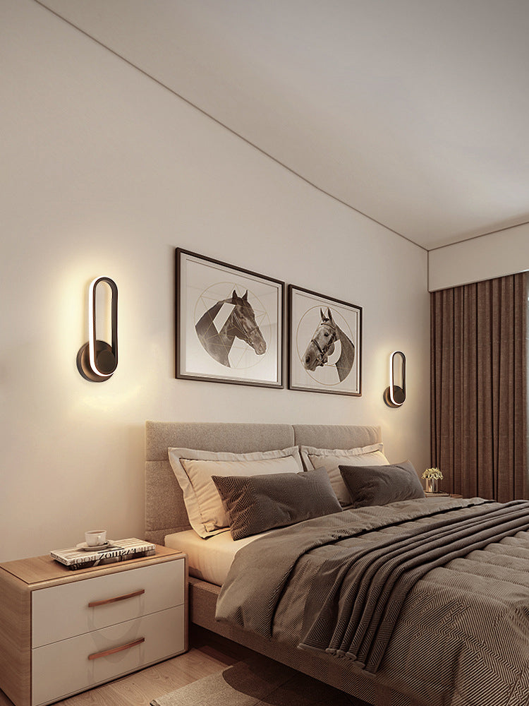 Modern Creative LED Rotatable Wall Lamp Wrought Iron Oblong Wall Sconce with Silicone Shade