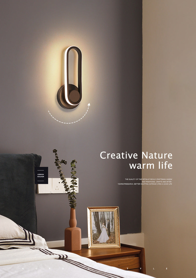 Modern Creative LED Rotatable Wall Lamp Wrought Iron Oblong Wall Sconce with Silicone Shade