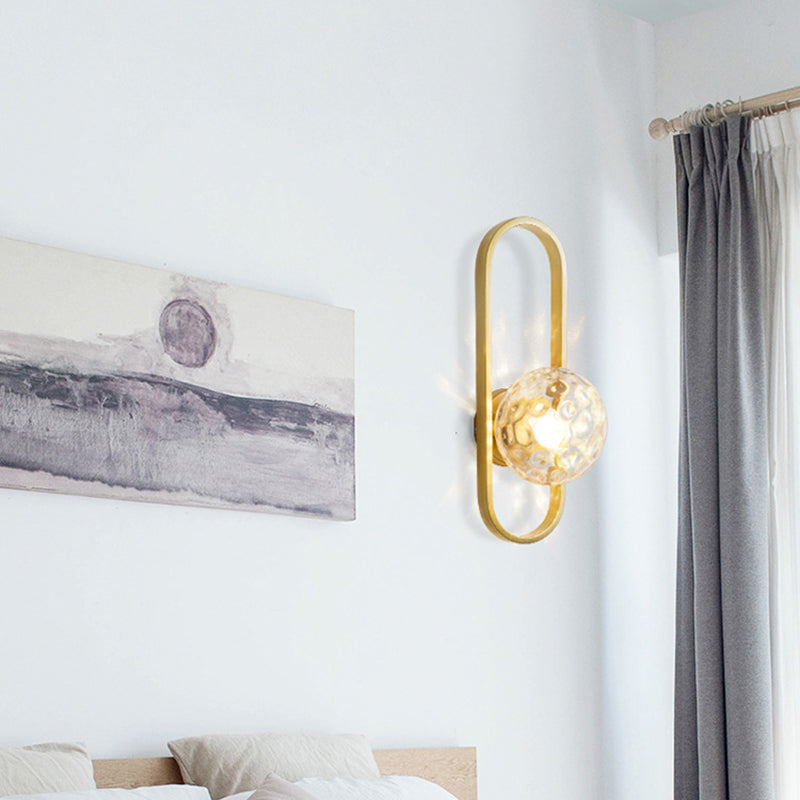 Glass Globe Wall Sconce in Modern Simplicity Wrought Iron Wall Lamp for Interior Spaces