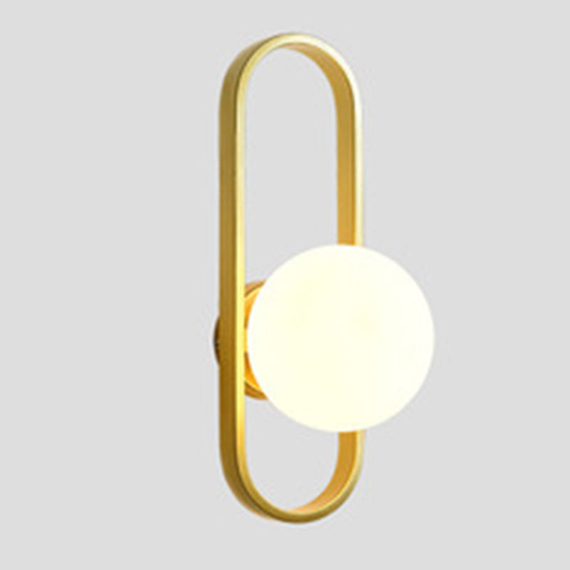 Glass Globe Wall Sconce in Modern Simplicity Wrought Iron Wall Lamp for Interior Spaces