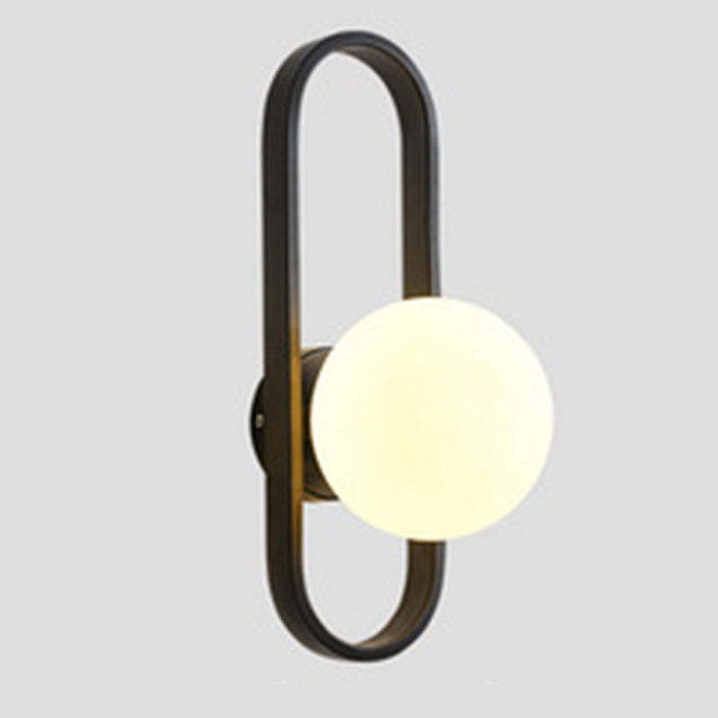 Glass Globe Wall Sconce in Modern Simplicity Wrought Iron Wall Lamp for Interior Spaces