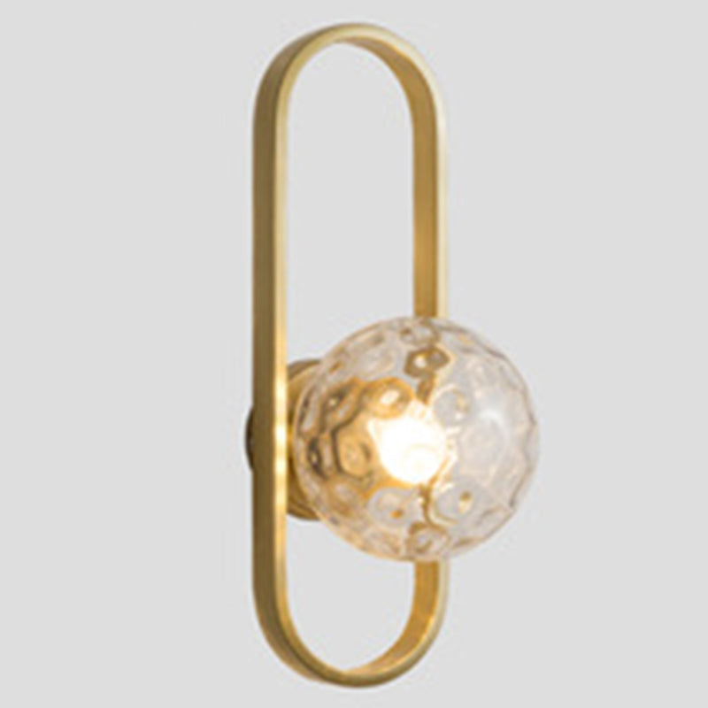 Glass Globe Wall Sconce in Modern Simplicity Wrought Iron Wall Lamp for Interior Spaces