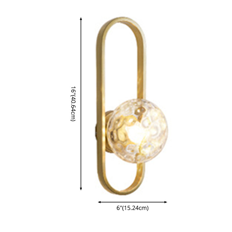 Glass Globe Wall Sconce in Modern Simplicity Wrought Iron Wall Lamp for Interior Spaces