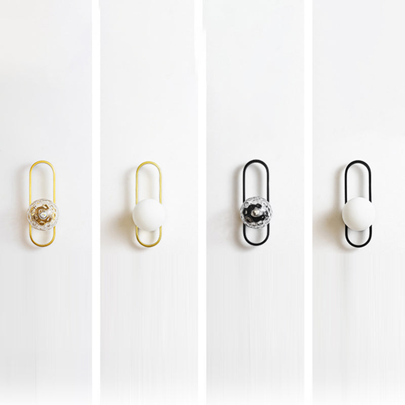 Glass Globe Wall Sconce in Modern Simplicity Wrought Iron Wall Lamp for Interior Spaces
