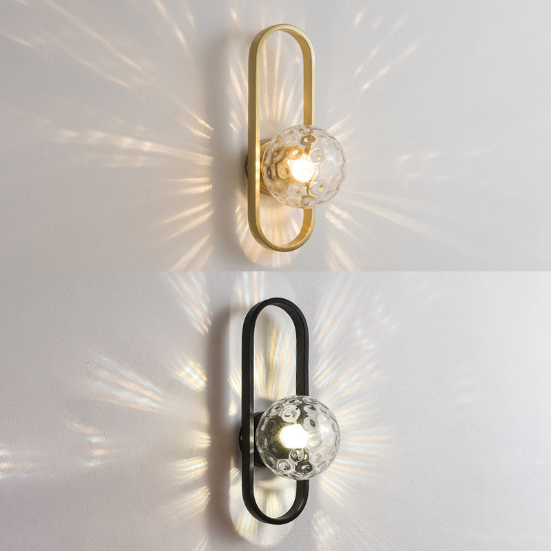 Glass Globe Wall Sconce in Modern Simplicity Wrought Iron Wall Lamp for Interior Spaces