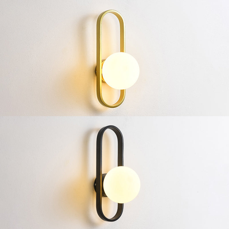 Glass Globe Wall Sconce in Modern Simplicity Wrought Iron Wall Lamp for Interior Spaces