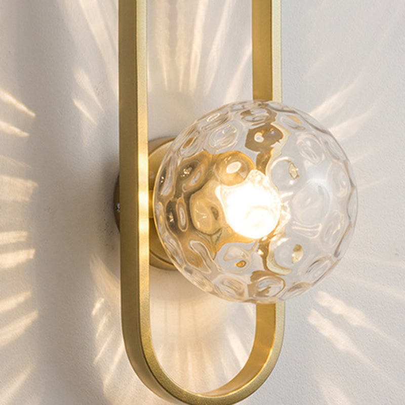 Glass Globe Wall Sconce in Modern Simplicity Wrought Iron Wall Lamp for Interior Spaces