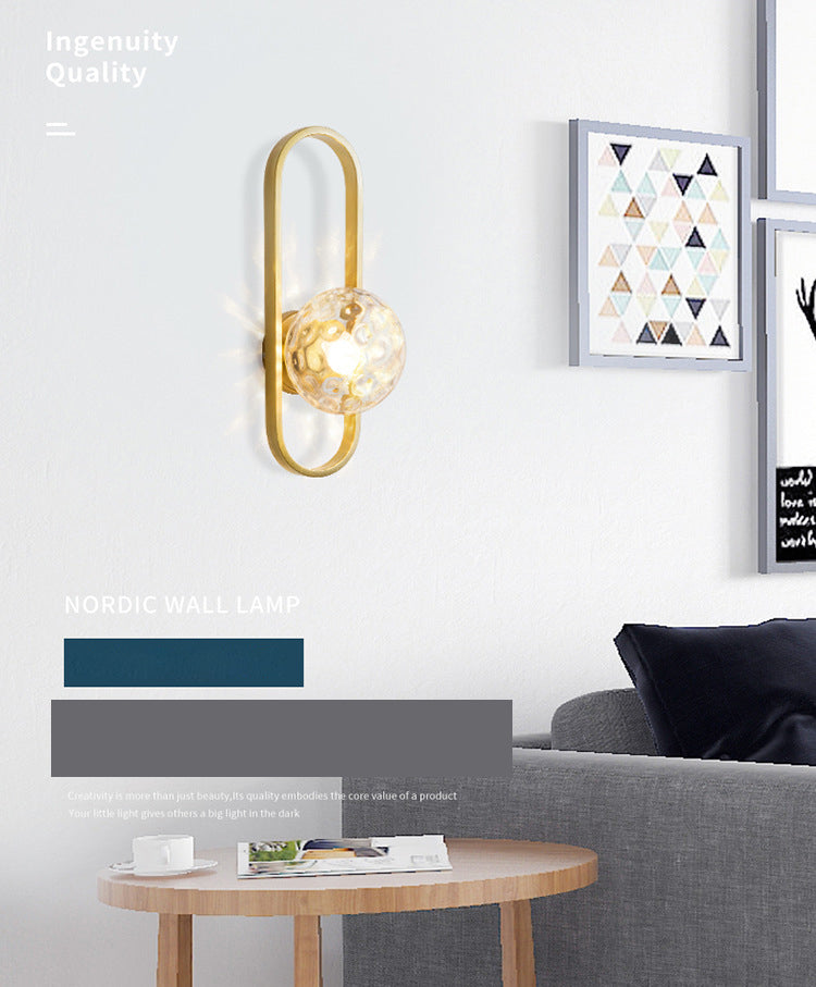 Glass Globe Wall Sconce in Modern Simplicity Wrought Iron Wall Lamp for Interior Spaces