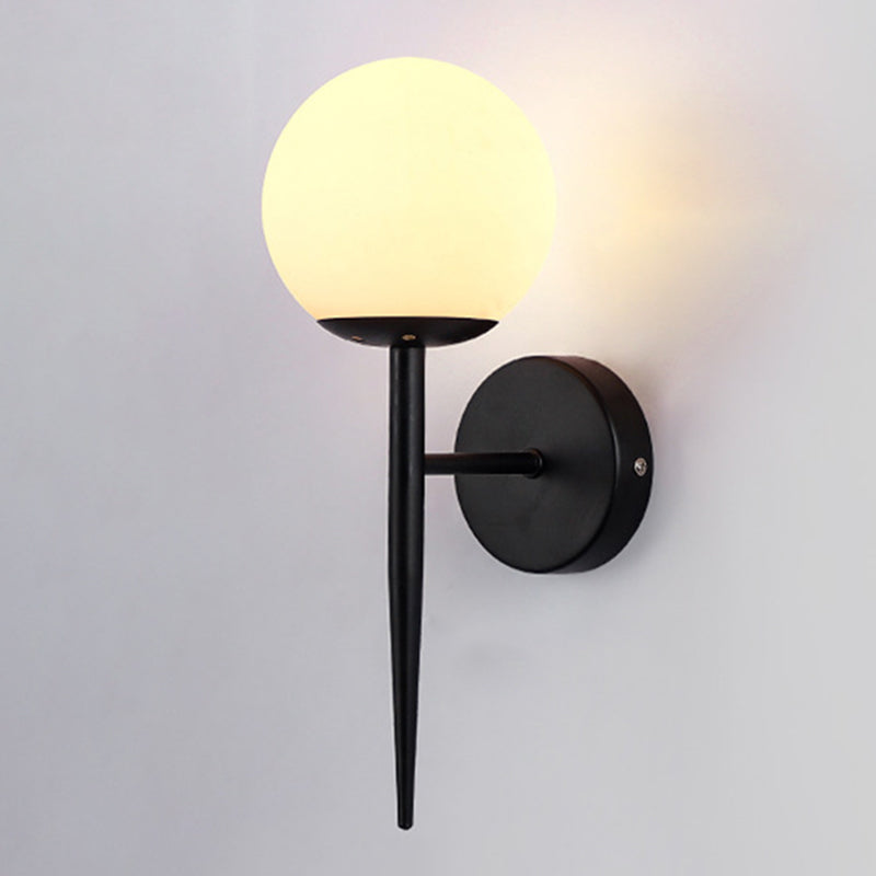 Glass Globe Wall Sconce in Modern Simplicity Wrought Iron Wall Lamp for Interior Spaces