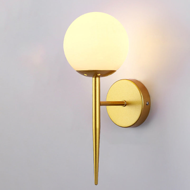 Glass Globe Wall Sconce in Modern Simplicity Wrought Iron Wall Lamp for Interior Spaces