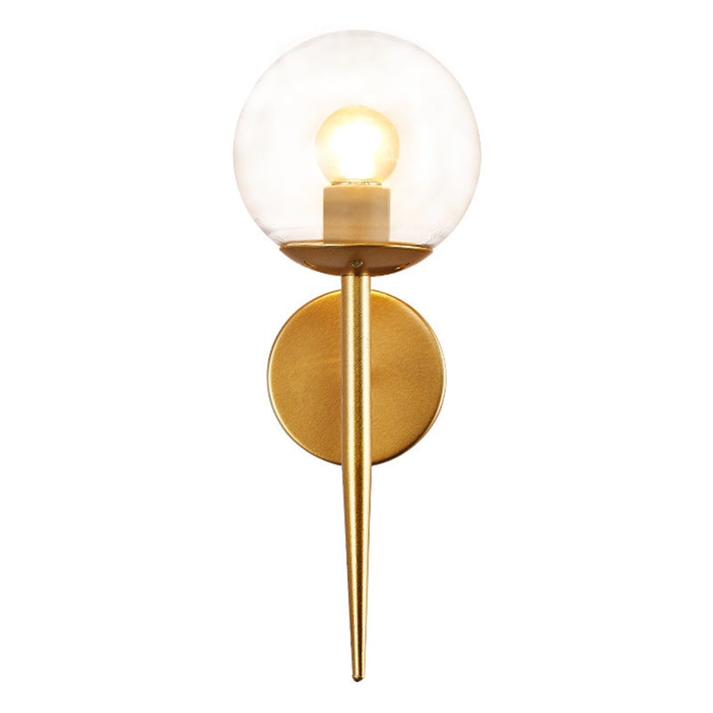 Glass Globe Wall Sconce in Modern Simplicity Wrought Iron Wall Lamp for Interior Spaces
