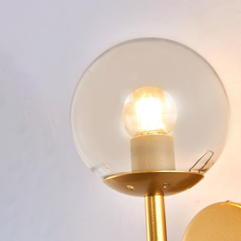 Glass Globe Wall Sconce in Modern Simplicity Wrought Iron Wall Lamp for Interior Spaces