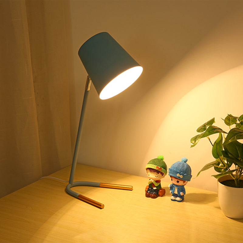 Table en métal en forme de seau Macaron 1 lampe de chevet de bulbe avec base en U