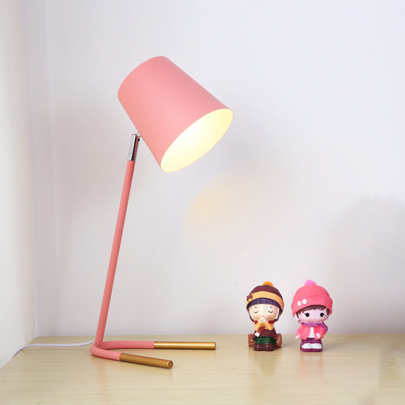 Table en métal en forme de seau Macaron 1 lampe de chevet de bulbe avec base en U