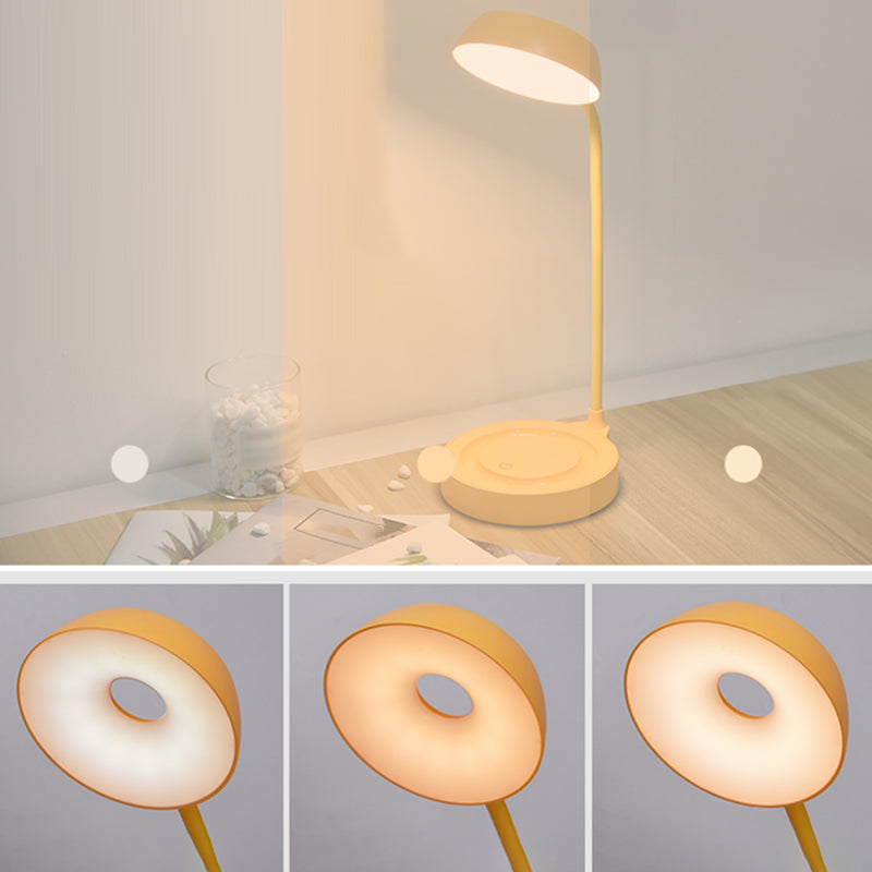 Macaron LED Table Lamp Flexible Gooseneck Nightstand Light with Plastic Shade