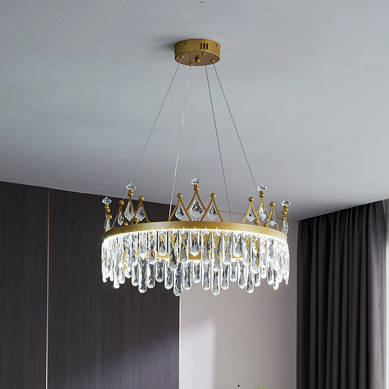 New Modern Gold Tiered Chandelier Light Fixtures Crystal LED Hanging Lamp for Living Room