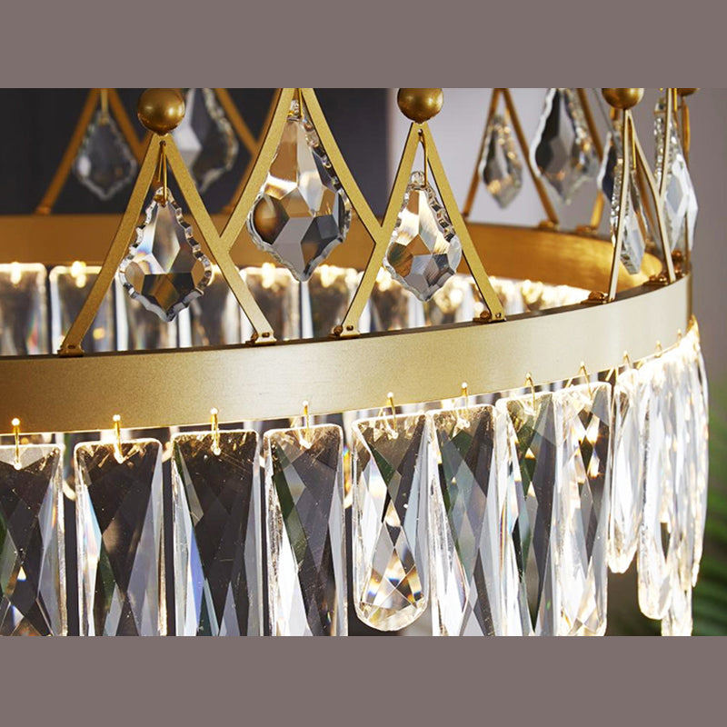 New Modern Gold Tiered Chandelier Light Fixtures Crystal LED Hanging Lamp for Living Room