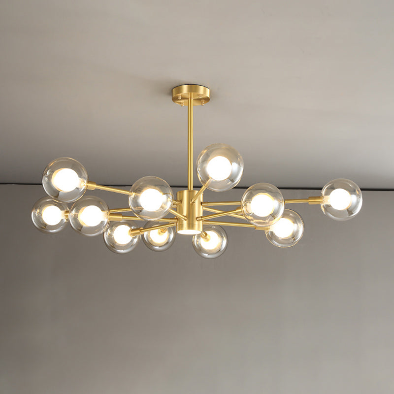 Contemporary Clear Glass Hanging Light Fixtures Starburst Sockets Chandelier for Living Room