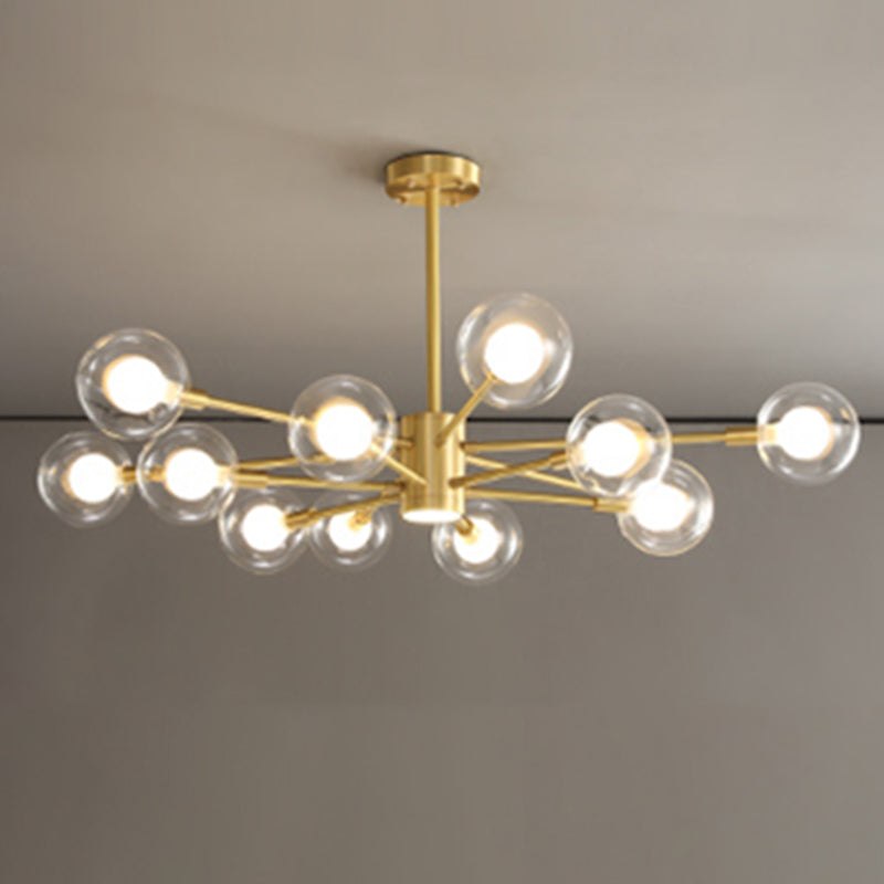 Contemporary Clear Glass Hanging Light Fixtures Starburst Sockets Chandelier for Living Room