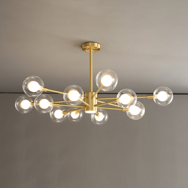 Contemporary Clear Glass Hanging Light Fixtures Starburst Sockets Chandelier for Living Room
