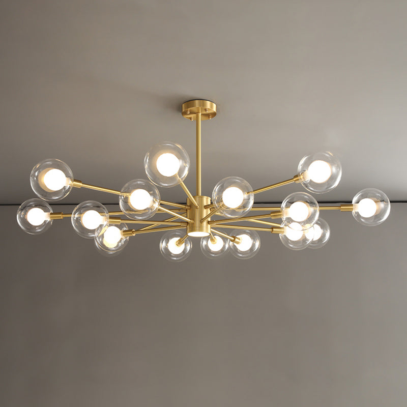 Contemporary Clear Glass Hanging Light Fixtures Starburst Sockets Chandelier for Living Room