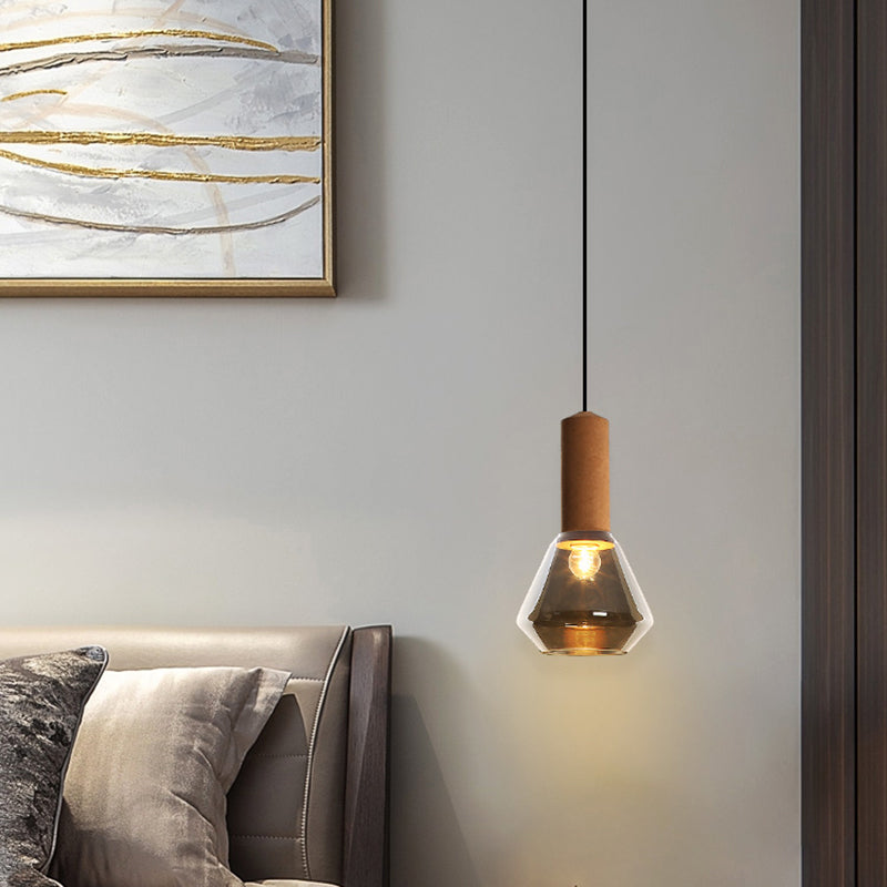 Verre Postmodern Pendant Light 1-Light Copper suspendu plafonnier pour chambre à coucher