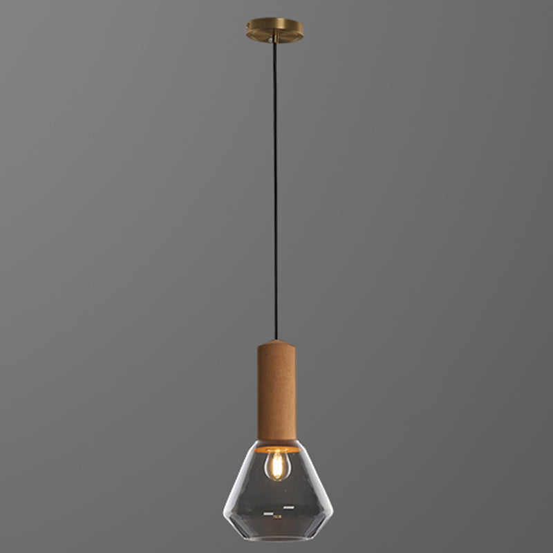 Verre Postmodern Pendant Light 1-Light Copper suspendu plafonnier pour chambre à coucher