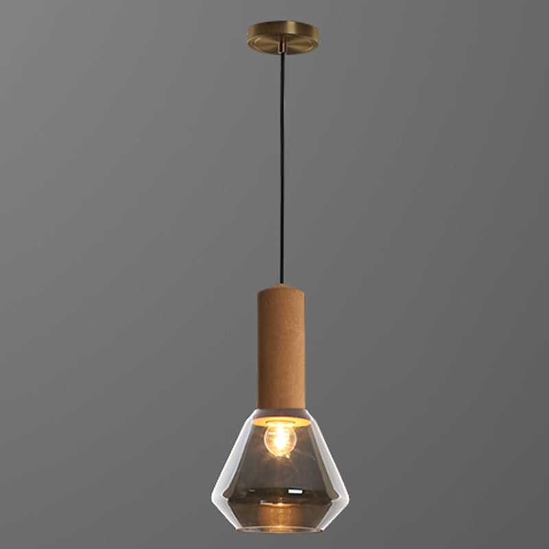Verre Postmodern Pendant Light 1-Light Copper suspendu plafonnier pour chambre à coucher