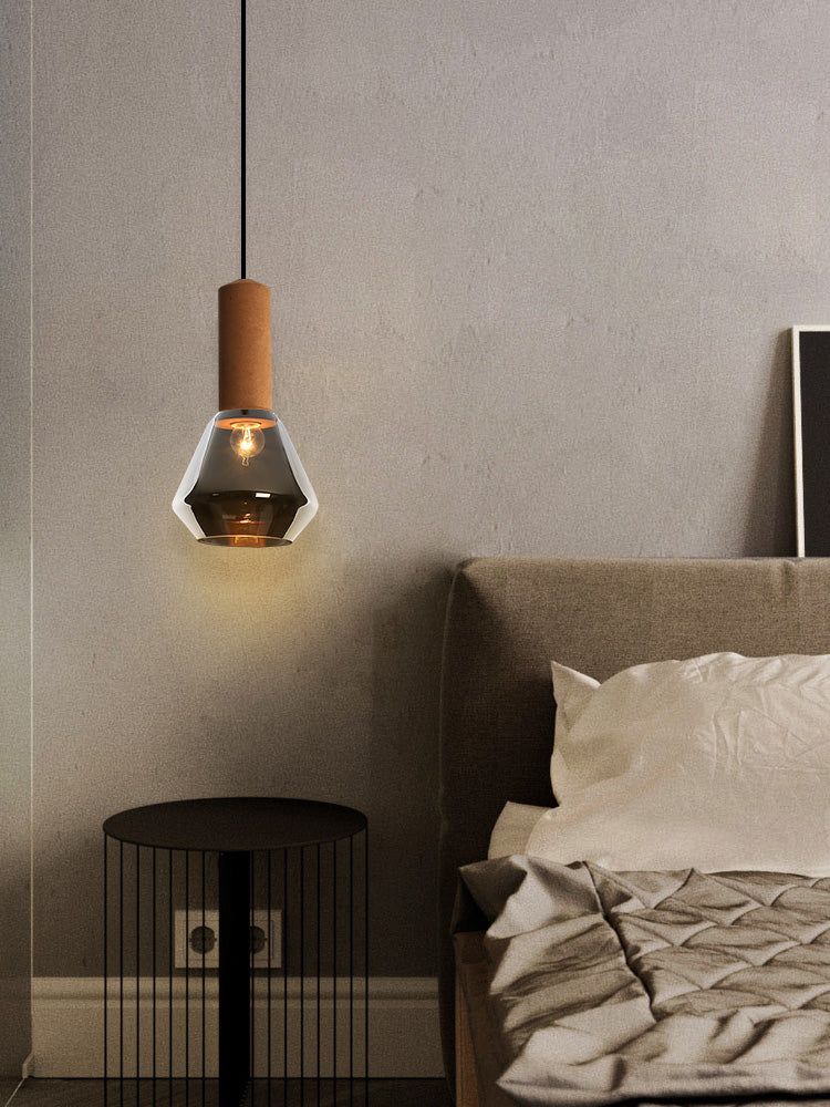 Verre Postmodern Pendant Light 1-Light Copper suspendu plafonnier pour chambre à coucher