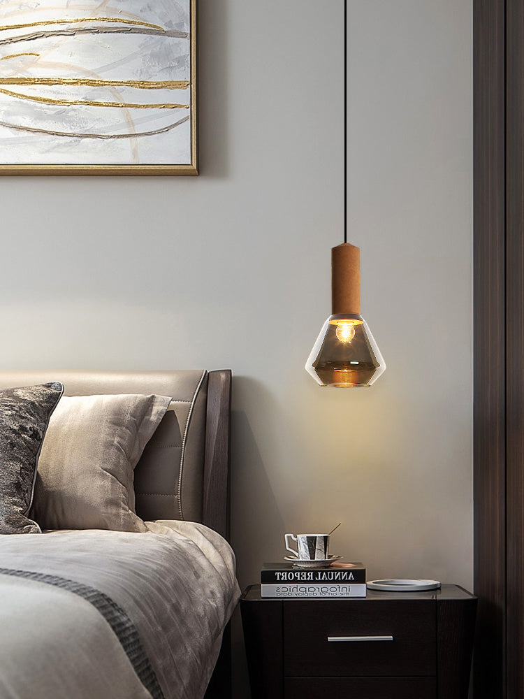 Verre Postmodern Pendant Light 1-Light Copper suspendu plafonnier pour chambre à coucher