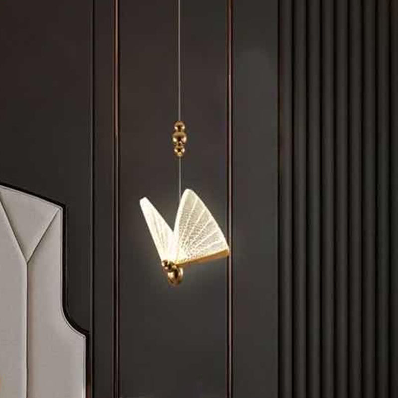 Goud metaal Nieuw modern hangende plafondlichtvlinder 1 licht hanglampje voor slaapkamer