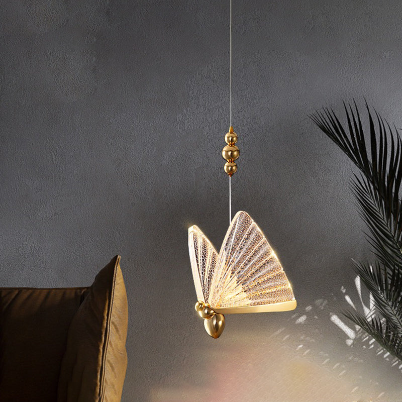 Goud metaal Nieuw modern hangende plafondlichtvlinder 1 licht hanglampje voor slaapkamer