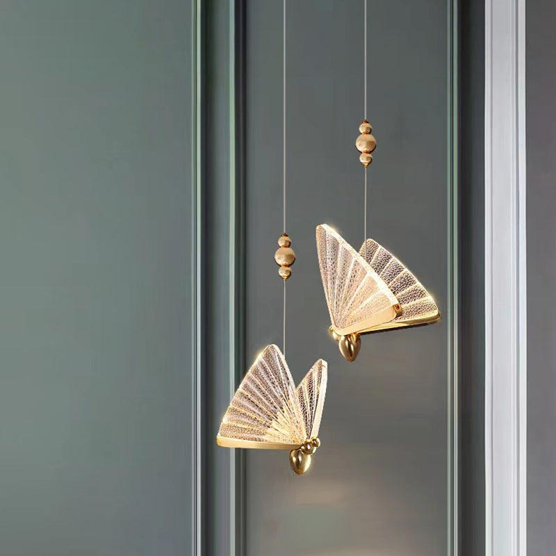 Goud metaal Nieuw modern hangende plafondlichtvlinder 1 licht hanglampje voor slaapkamer