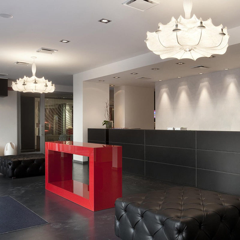 White Geometric Silk Pendant Light Nordic Modern Down Lighting for Living Room