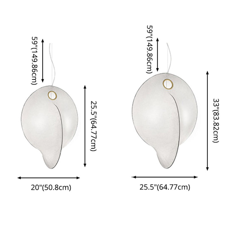 White 1-Light Nordic Designer Hanging Lamp Kit Geometric Silk Pendant for Study Room