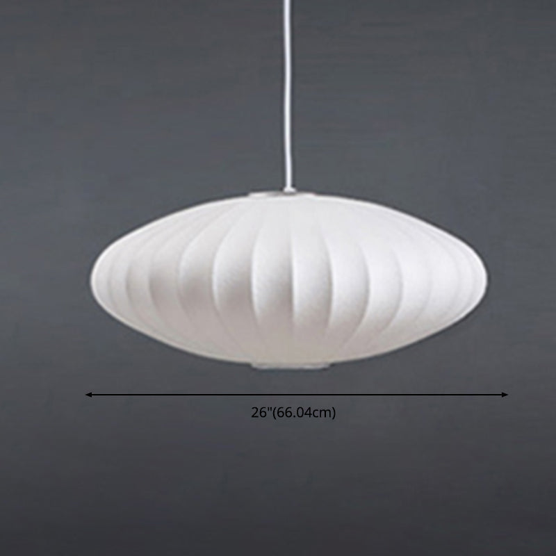 Silk Modern Noordse hanglamp 1 Licht 1 Licht wit Ovaal hangend plafondlicht voor het theehuis