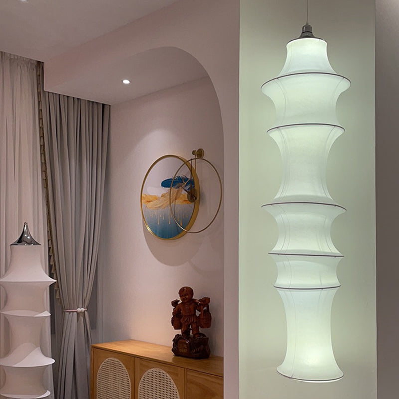 Hedendaagse witte zijden hanglamp LICHT BEWERK 1 Licht geometrisch hangend plafondlicht