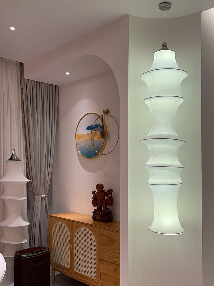 Hedendaagse witte zijden hanglamp LICHT BEWERK 1 Licht geometrisch hangend plafondlicht