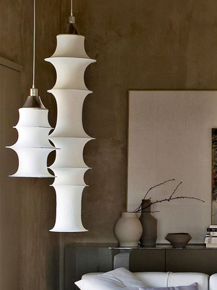 Hedendaagse witte zijden hanglamp LICHT BEWERK 1 Licht geometrisch hangend plafondlicht