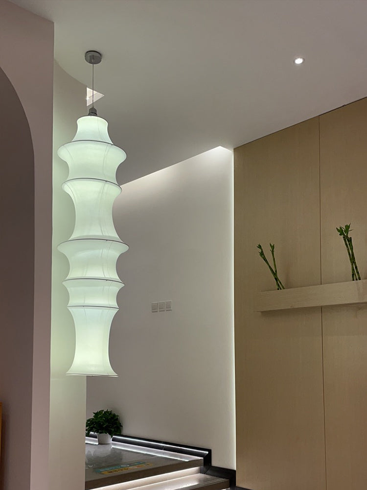 Hedendaagse witte zijden hanglamp LICHT BEWERK 1 Licht geometrisch hangend plafondlicht