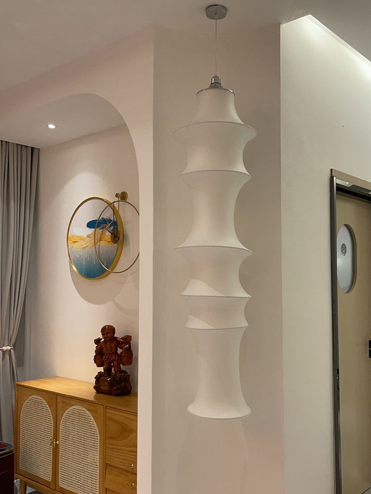 Hedendaagse witte zijden hanglamp LICHT BEWERK 1 Licht geometrisch hangend plafondlicht