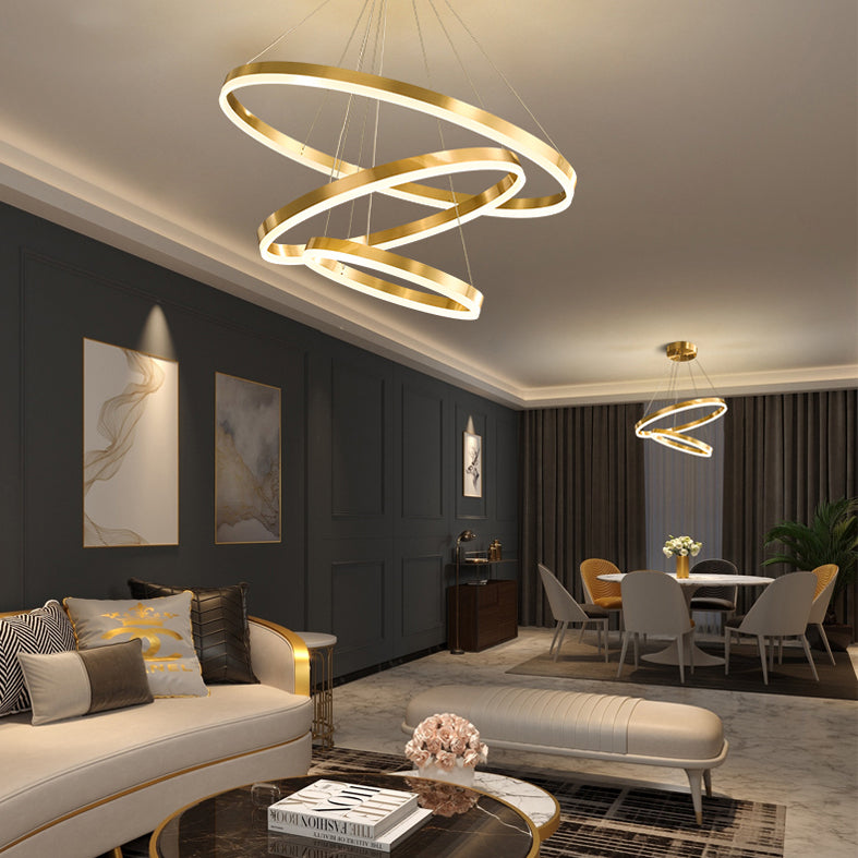 Nuevos accesorios de lámparas de lámpara de araña de oro modernas Luce de colgantes acrílico para sala de estar