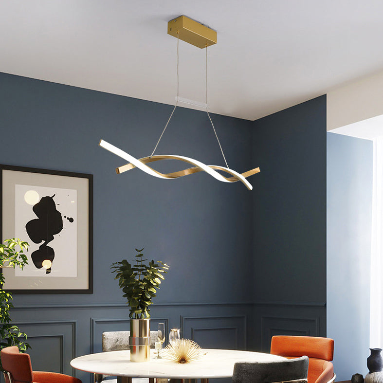 Metal Shaded Island Chandelier Light Minimalist Style LED Gold Pendant Lighting Fixture