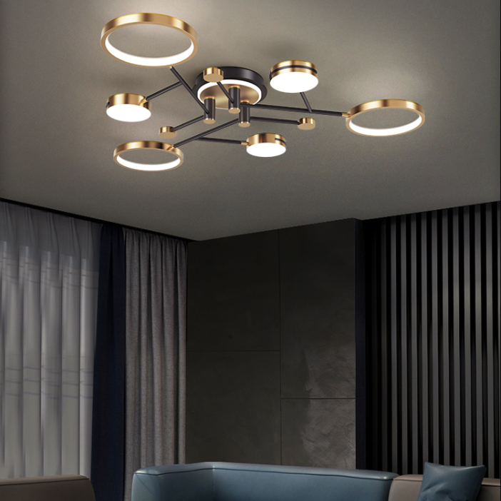 New Modern Metal Flush Light Sputnik Semi Flush Ceiling Light Fixtures for Living Room