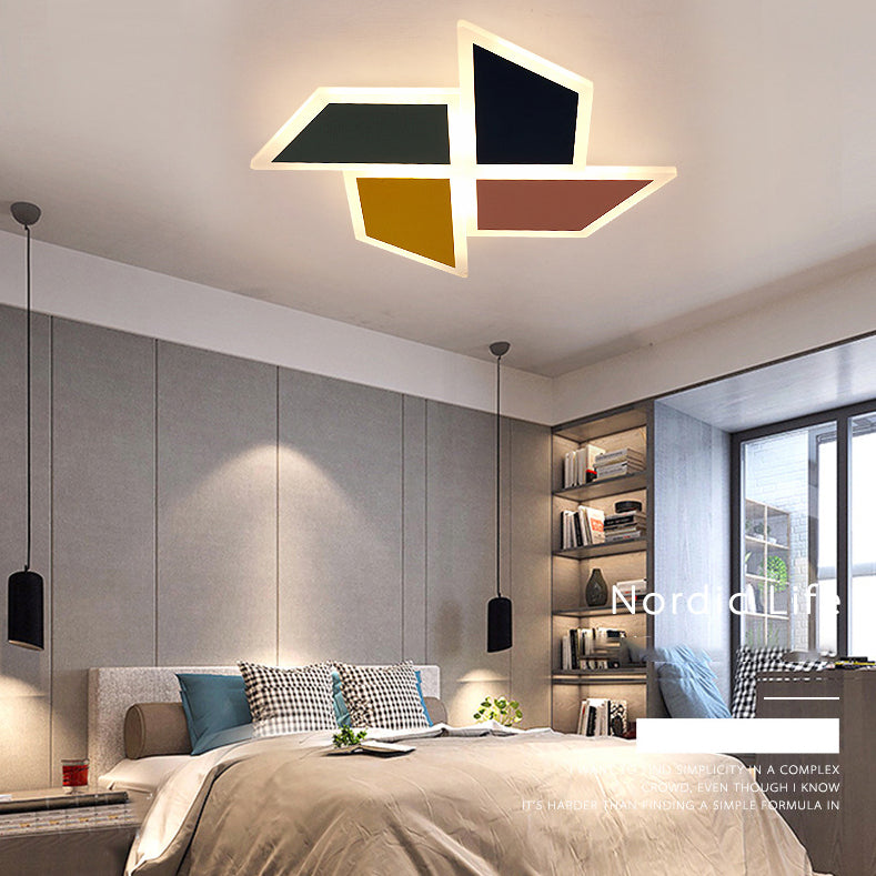 Windmill Metal Ceiling Light Fixture Nordic Style LED Multi-Color Ceiling Mounted Light