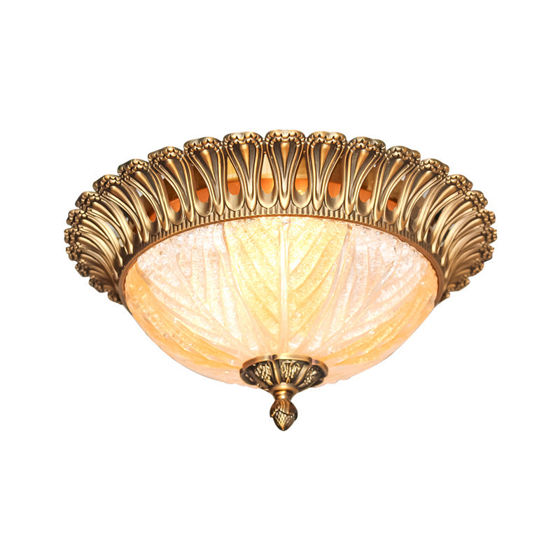Ridged Crystal Flush Mount Fixture Postmodern 3 Heads Brass Plafond Lamp voor slaapkamer