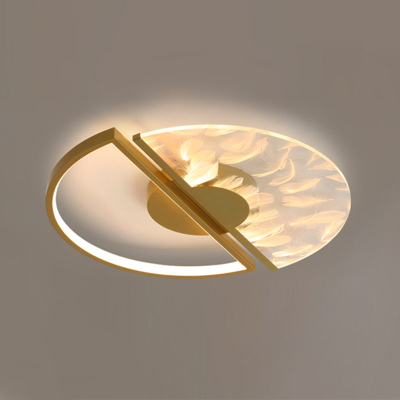 Aluminium Circulaire LED Ceiling Light in Modern Creative Style Acrylic Feather Flush Mount