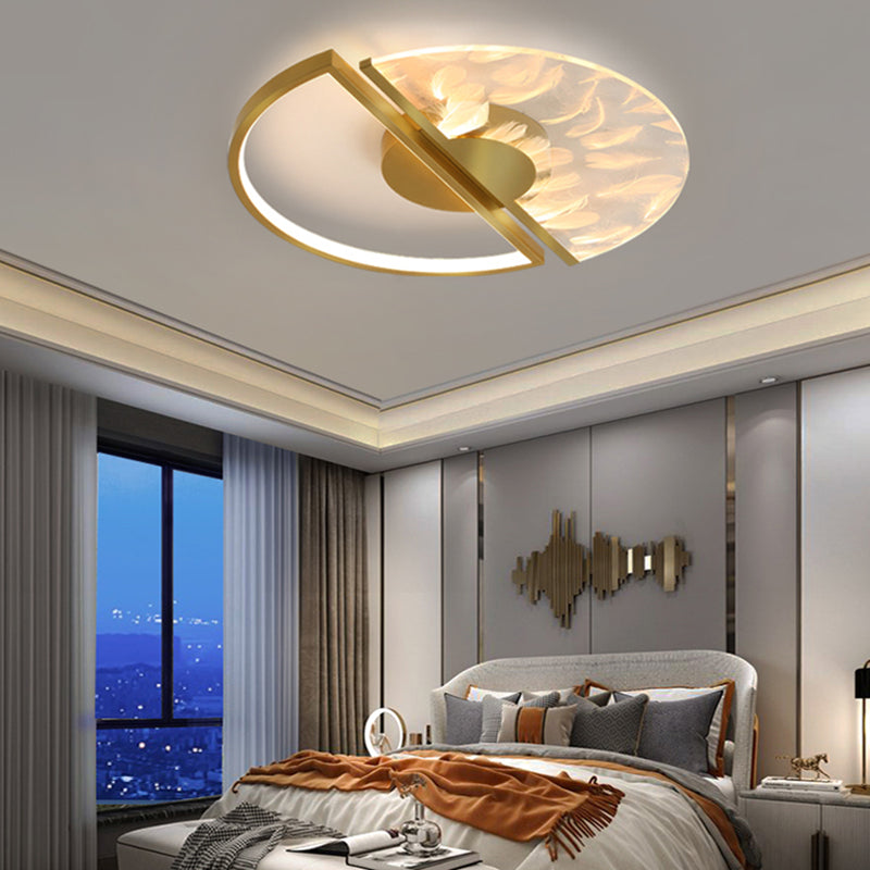Aluminium Circulaire LED Ceiling Light in Modern Creative Style Acrylic Feather Flush Mount