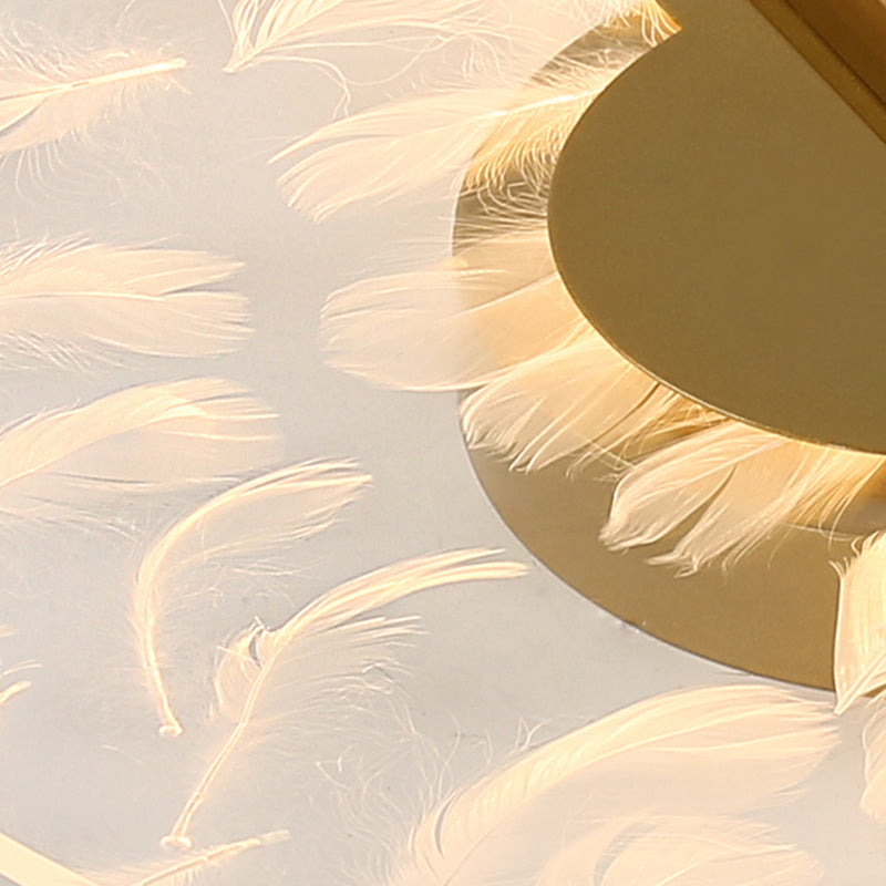 Aluminium Circulaire LED Ceiling Light in Modern Creative Style Acrylic Feather Flush Mount