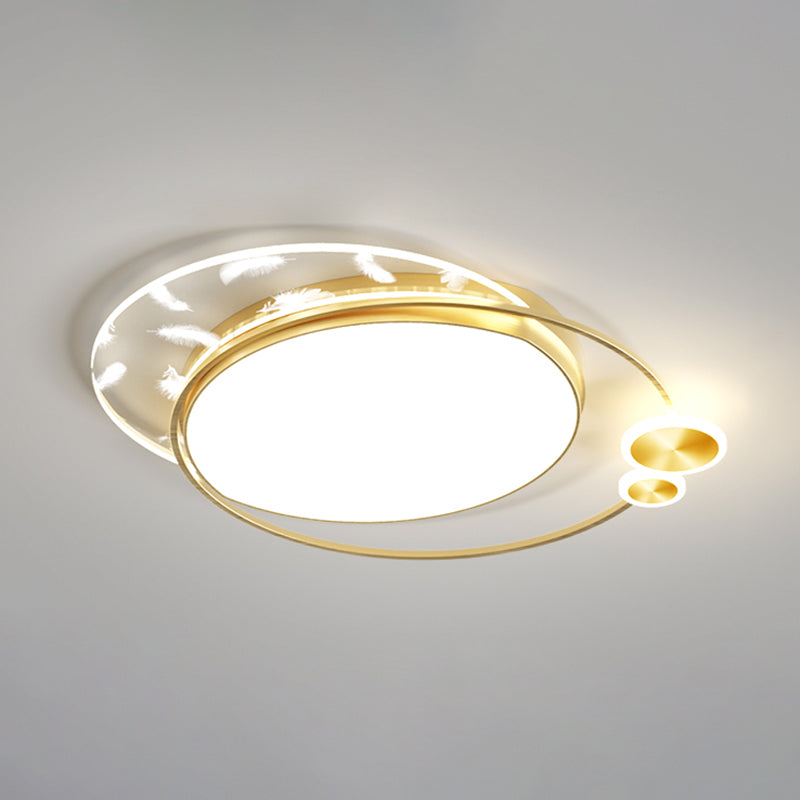 Geometric Feather LED Flush Mount in Modern Creative Style Iron Ceiling Light with Acrylic Shade